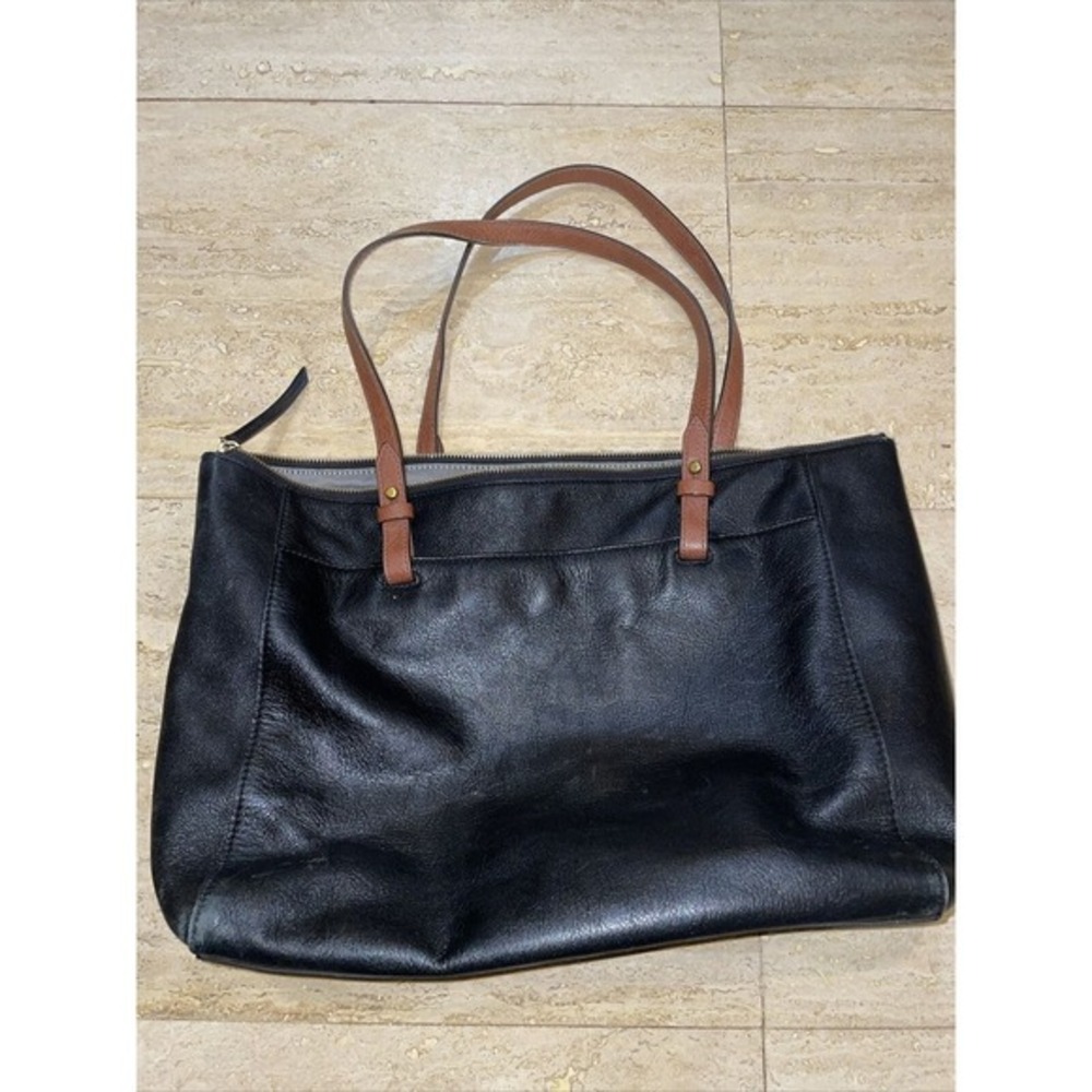 Fossil Rachel Leather Tote‎ Handbag Black/Brown Purse Shoulder Bag MSRP $230